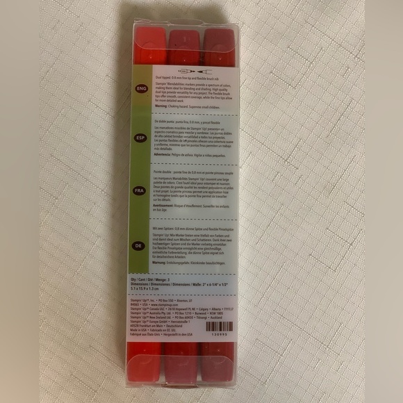 Stampin Up Blendabilities Cherry Cobbler Assortment Markers Dual Tip Ink 3-Pack - Picture 5 of 7